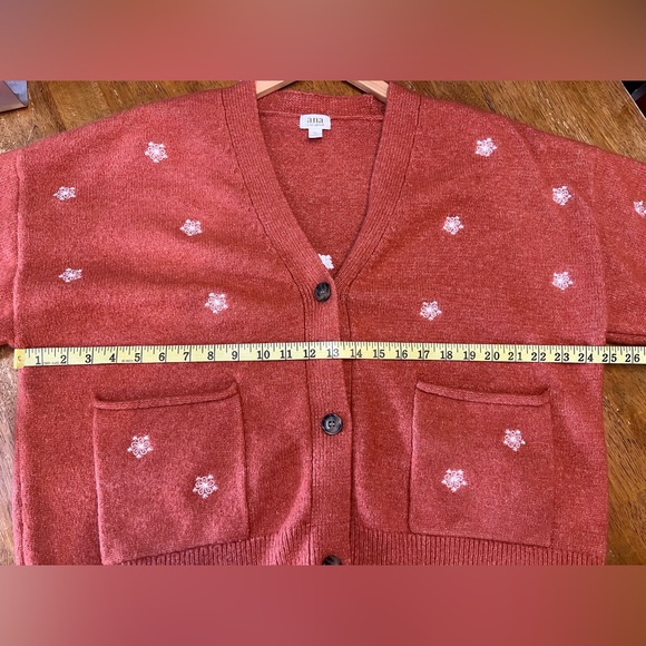 Floral Embroidered V-Neck Cropped Cardigan Rust Size XXL - Picture 10 of 11